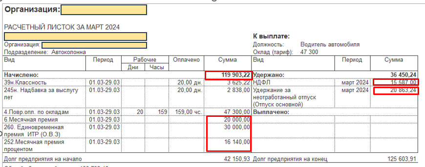 удержаний за неотработанный отпуск при увольнении в 1с